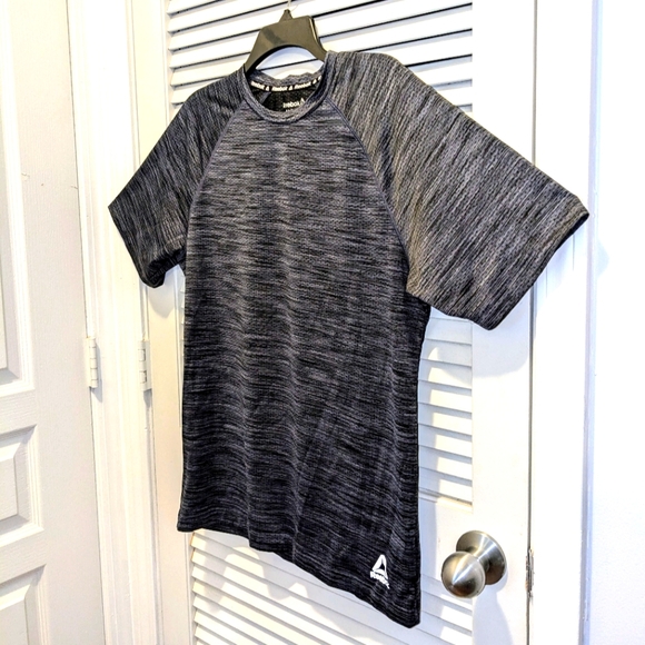 Reebok Space Dye T Shirt Mens Medium Black Gray Short Sleeve Activewear Workout - Picture 2 of 10